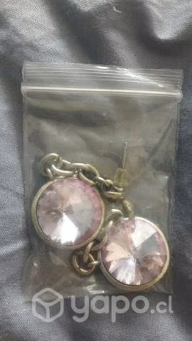 Aros Colgantes Piedra Rosa Usados - Imagen 5