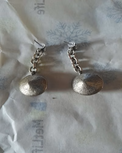 Aros Colgantes Piedra Rosa Usados - Imagen 3