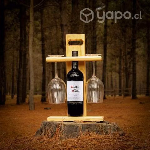 Porta botella, vino y copas