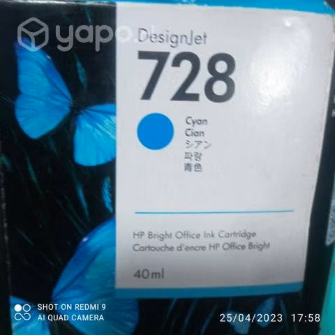 Tinta hp 728 cyan original de 40ml