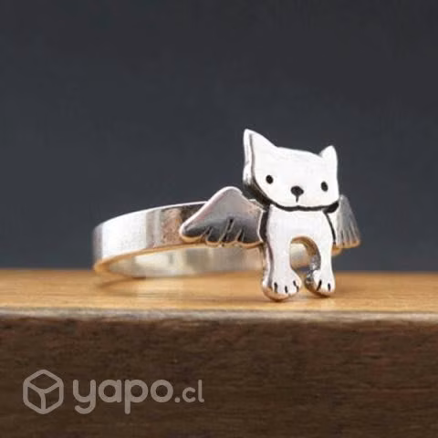 Anillo gatito alas plata - Imagen 3