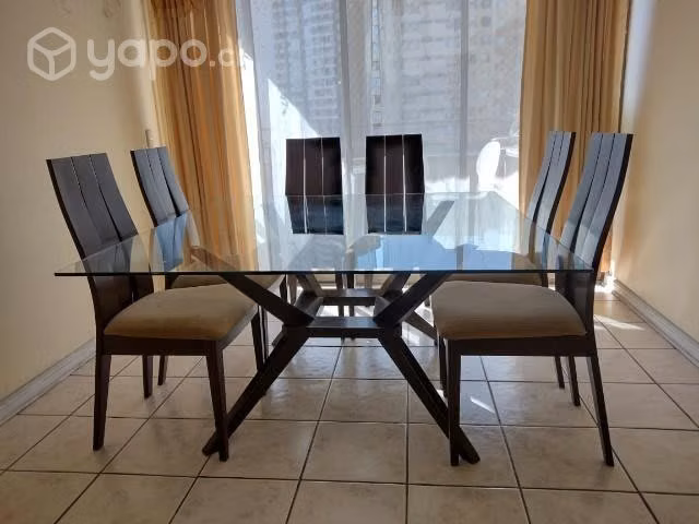 Elegante comedor grande mesa de vidrio