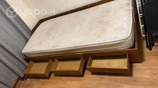Cama de 1 Plaza con Colchon y Base