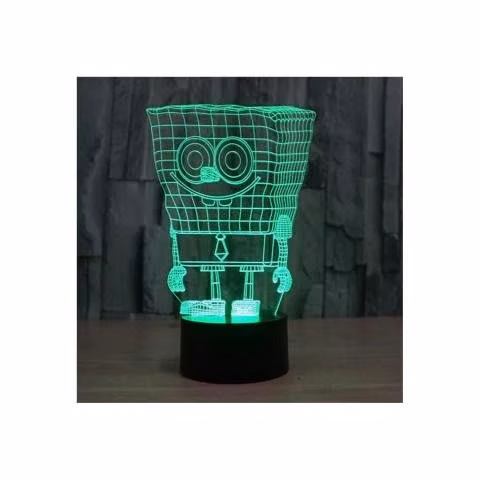 Bob Esponja Lámpara De Mesa 3D De Base Negra