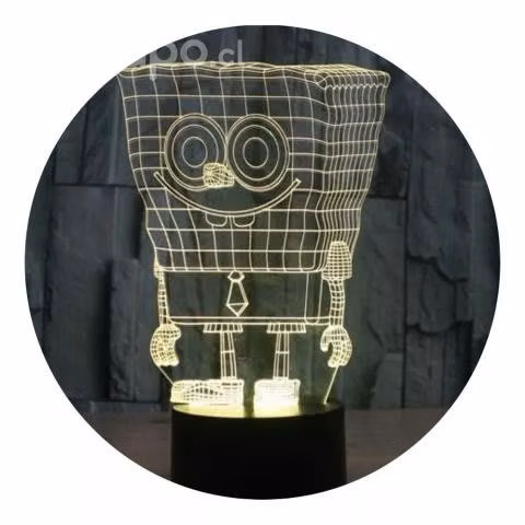 Bob Esponja Lámpara De Mesa 3D De Base Negra