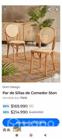 4 Sillas junco Stom nuevas a domicilio