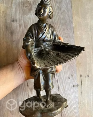 Antigua escultura bronce japonés Meiji firmada