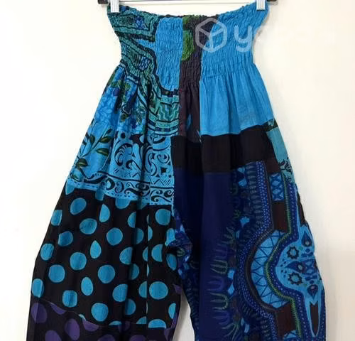 Pantalón Hindú Con Bolsillo Talla M/l Celeste Otro