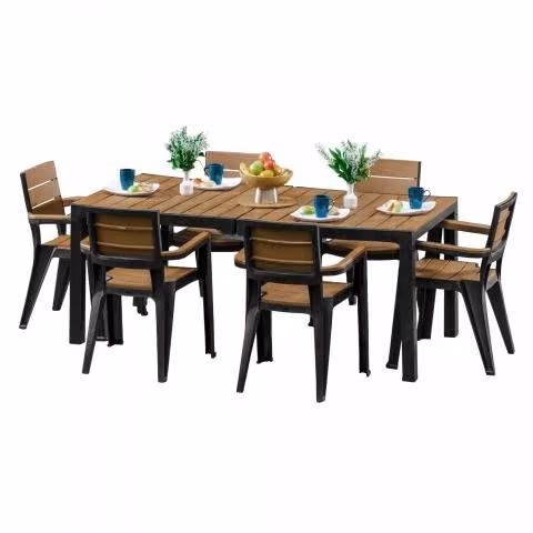 Comedor terraza Zapallar 6 personas textura madera
