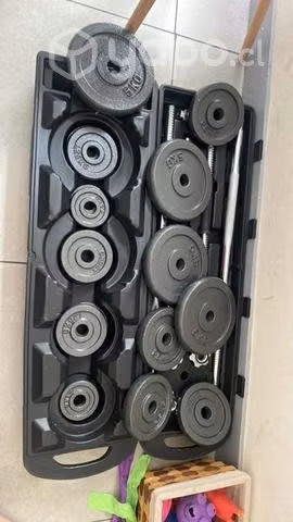 Barra y mancuernas 50kg en total
