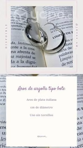 Aros plata italiana de argolla tipo bote