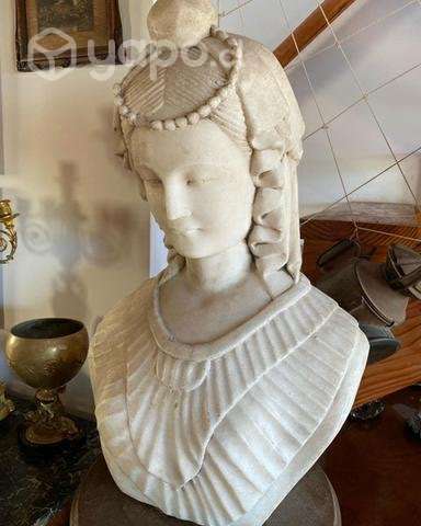 Antiguo gen par bustos mármol Art Deco con base - Imagen 2