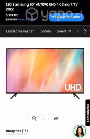 Samsung au7090 50" uhd 4k Smart tv 2022