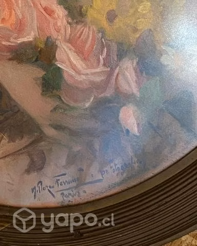 Antiguo gran cuadro Plaza Ferrand pintura Chilena