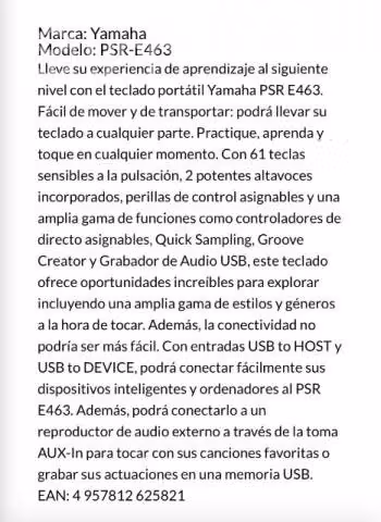 Teclado Yamaha PSR-E463 - Imagen 5