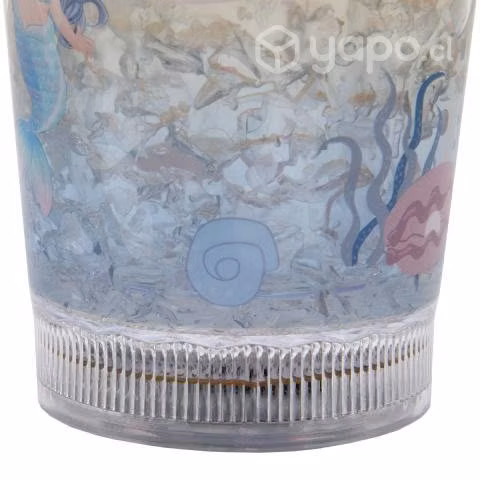 Vaso Bombilla Diseño Sirena Rosa Pelotitas y Luz