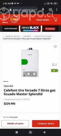 Calefon tiró forzado Splendid 7 litros