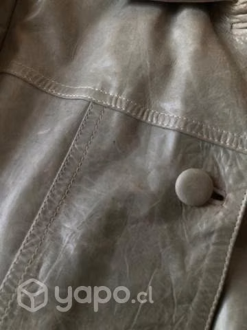 Chaqueta cuero verde grisácea - talla L, mujer