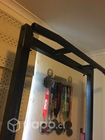 Rack para pesas con barra y 85 kilos