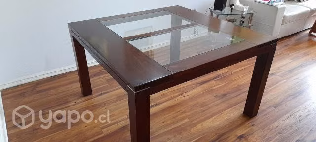 Mesa comedor madera y cubierta vidrio - Imagen 2