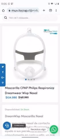 Mascarilla respiratoria CPAP Philips NUEVA