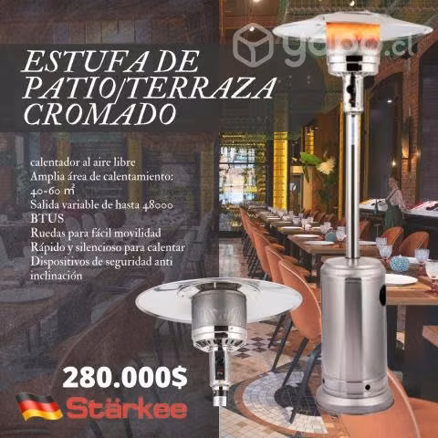 Estufa de patio/terraza cromado