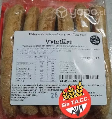 Vainillas artesanales sin gluten