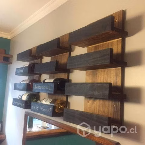 Cava Vinos Premium 4 Espacios Pared Madera Con Piz - Imagen 4