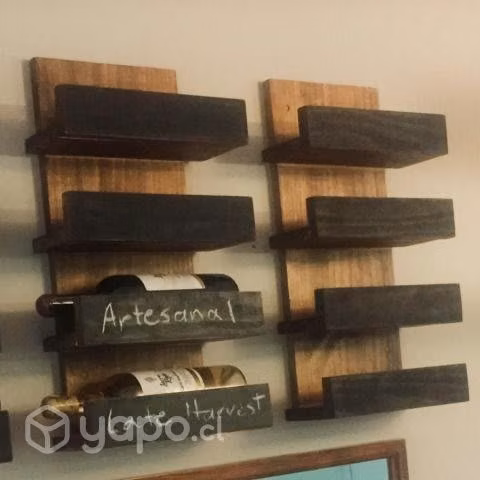 Cava Vinos Premium 4 Espacios Pared Madera Con Piz - Imagen 3