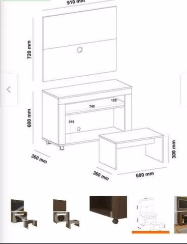 TV Rack Living con Ruedas