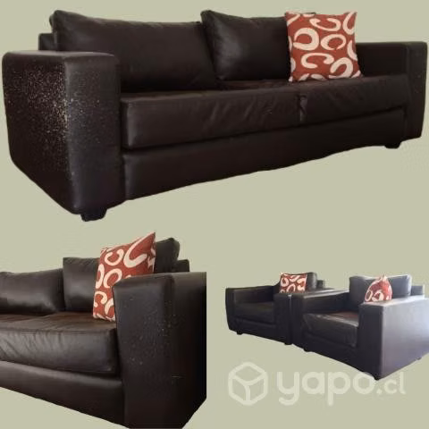 Sillones ecocuero Set de un sofá y dos sillones