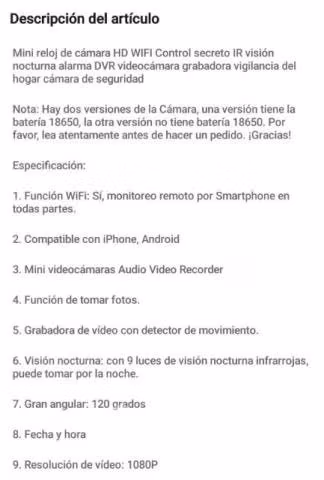 Reloj camara espia