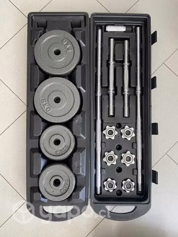 Set Mancuernas Y Barra 50 Kg Con Maleta
