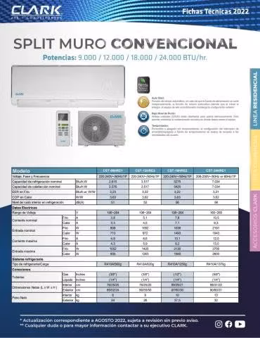 Aire acondicionado split de 12000 btu CLARK