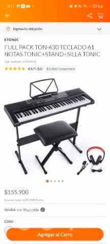 Teclado 61 teclas+ stand+ silla