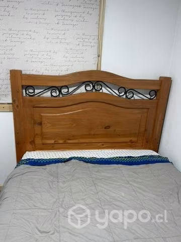 Cama de madera 2 plazas con colchon rosen