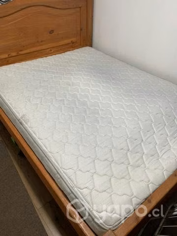 Cama de madera 2 plazas con colchon rosen