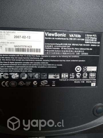 Monitor 15 " ViewSonic con cable a corriente - Imagen 3