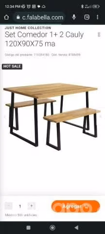 Juego o set comedor cauly de mesa con bancas