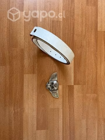 Cinturón blanco CIRCA hebilla calavera