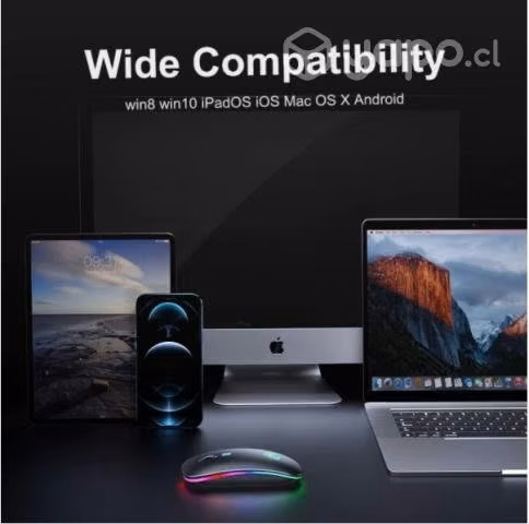 Mouse Inalámbrico, Bluetooth RGB Recargable