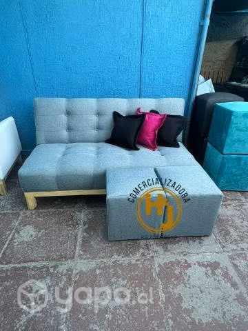 Futon cama con paras de madera- en distintos color