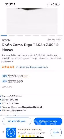 Cama rosen 1,5 plazas