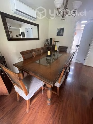 Comedor para 8 madera, sillas decoración rattan