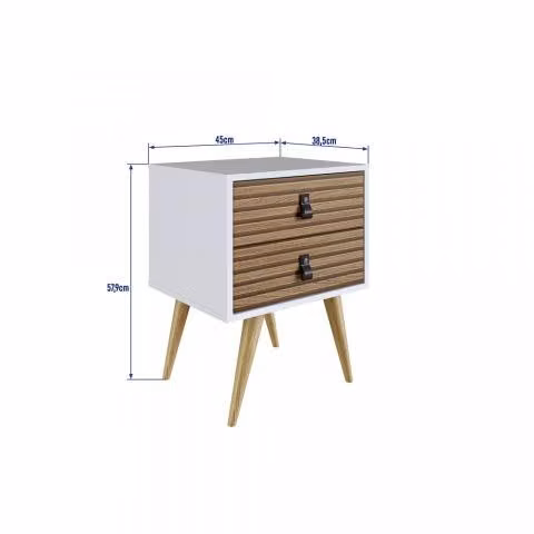 Velador Amber 2 Cajones Blanco/Brise