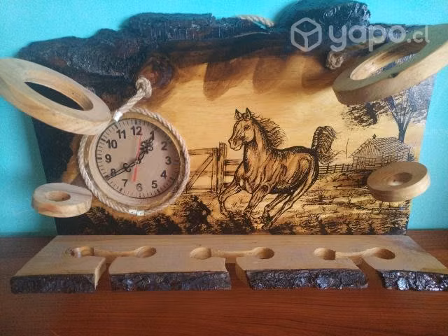 Reloj Artesanal Y Porta Vino
