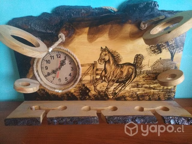 Reloj Artesanal Y Porta Vino