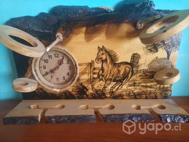 Reloj Artesanal Y Porta Vino