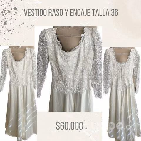 Vestido de Novia Raso y Encaje