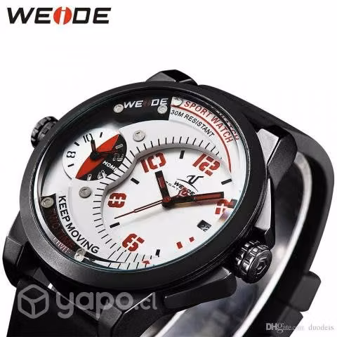Reloj Weide doble zona horaria fecha de lujo 3 bar